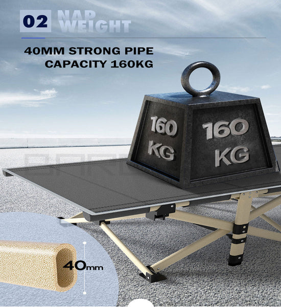 Bargene Camping Portable Stretcher Single Foldable Folding Bed Mattress Recliner Grey Mattresses