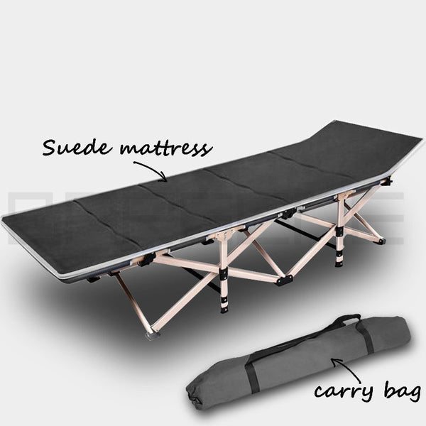 Bargene Camping Portable Stretcher Single Foldable Folding Bed Mattress Recliner Grey Mattresses