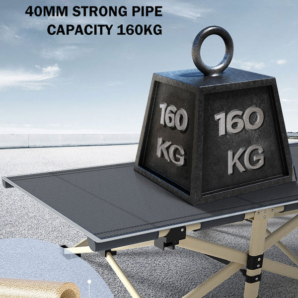 Bargene Camping Portable Stretcher Single Foldable Folding Bed Recliner Mat Grey Camping Furniture