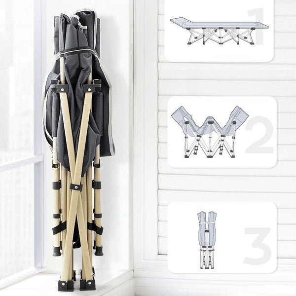 Camping Furniture Bargene Camping Portable Stretcher Single Foldable Folding Bed Recliner Mat Grey