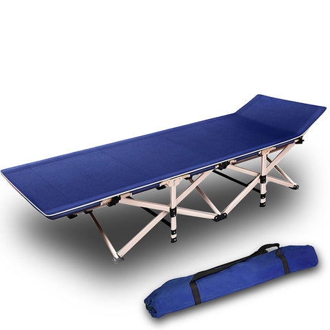 Bargene Camping Portable Stretcher Single Foldable Folding Bed Recliner Mat Navy Camping Furniture