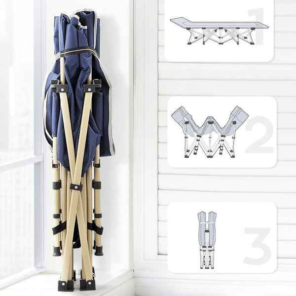 Camping Furniture Bargene Camping Portable Stretcher Single Foldable Folding Bed Recliner Mat Navy