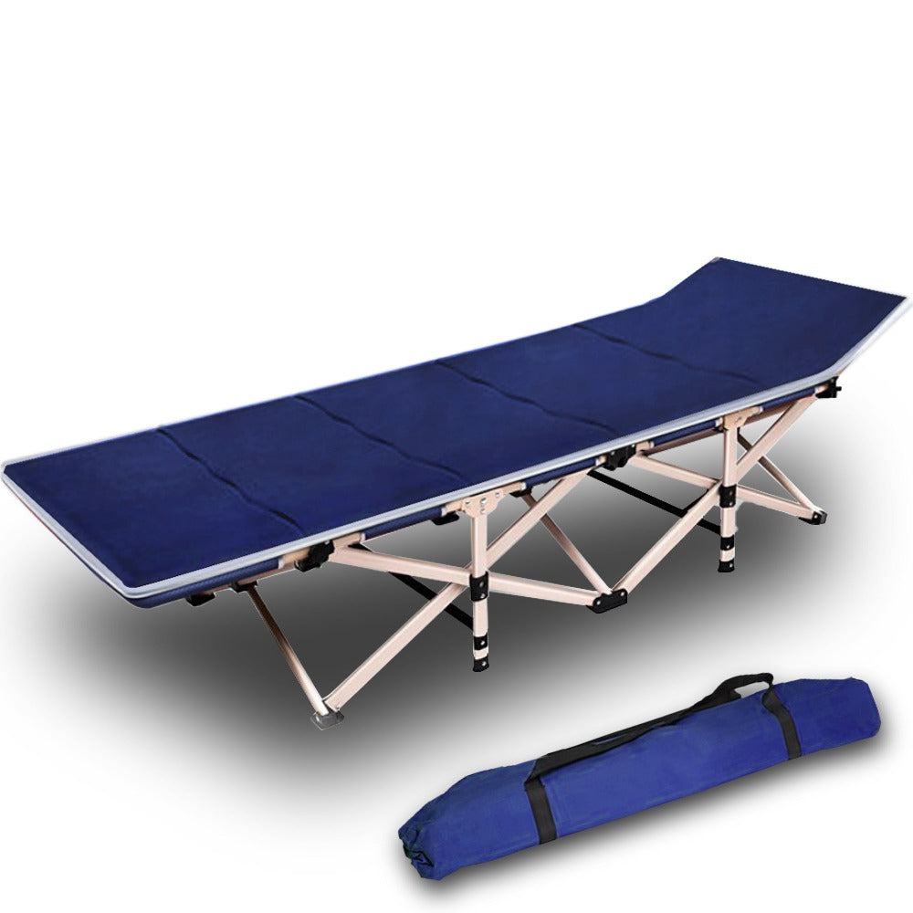 Bargene Camping Stretcher Single Foldable Folding Bed Mattress Recliner Navy Camping Furniture