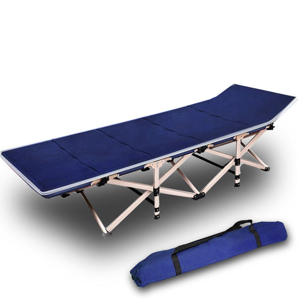 Bargene Camping Stretcher Single Foldable Folding Bed Mattress Recliner Navy Camping Furniture