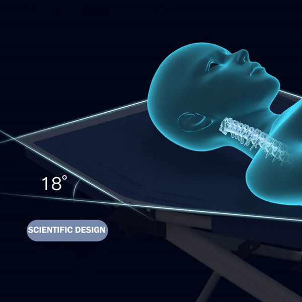 Bargene Camping Stretcher Single Foldable Folding Bed Mattress Recliner Navy Camping Furniture