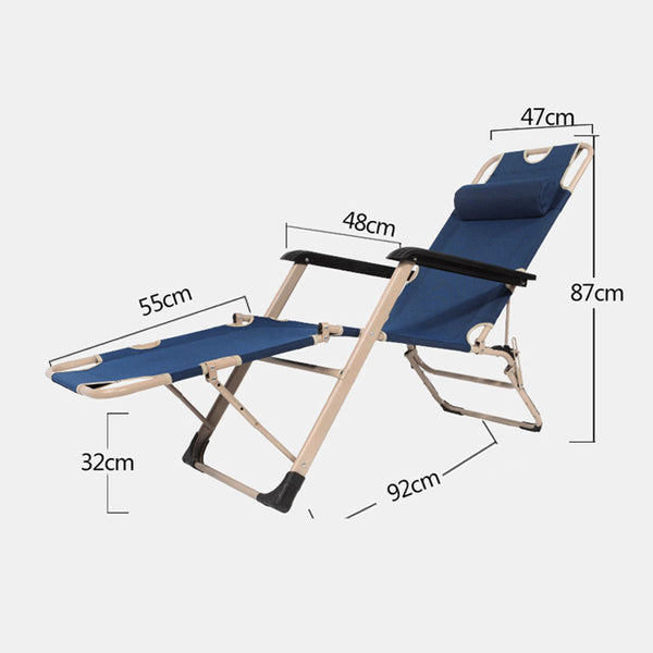 Reclining Sun Beach Deck Lounge Chair Outdoor Folding Camping Fishing Arm Rest Navy Beach Chairs