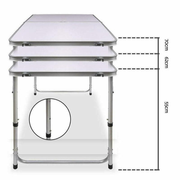 Folding Picnic Camping Set Bbq Party Aluminium Table 4 Foldable Chairs Camping Furniture
