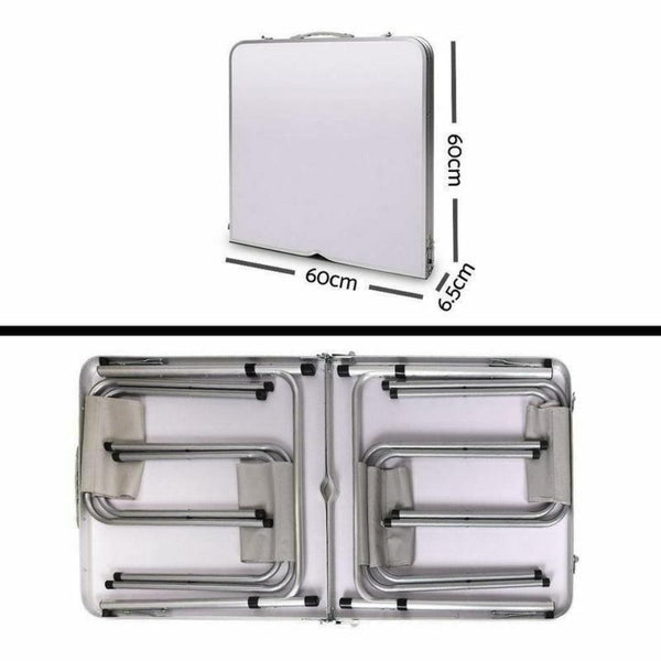 Folding Picnic Camping Set Bbq Party Aluminium Table 4 Foldable Chairs Camping Furniture