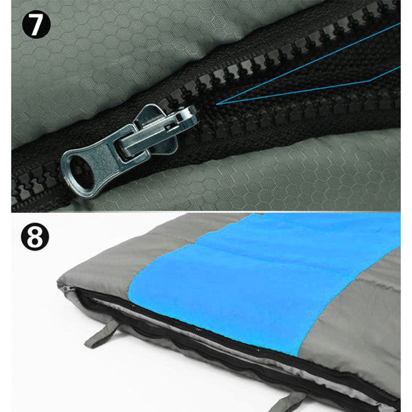 Double Camping Envelope Twin Sleeping Bag Thermal Tent Hiking Winter 15C Blue Sleeping Bags