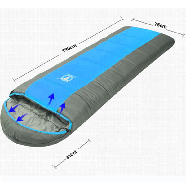 Double Camping Envelope Twin Sleeping Bag Thermal Tent Hiking Winter 15C Blue Sleeping Bags