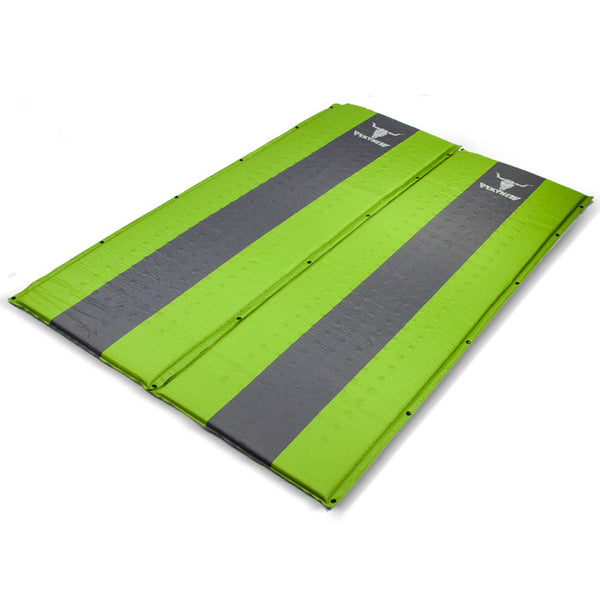 Double Self Inflating Mattress Sleeping Mat Air Bed Camping Camp Hiking Joinable Green Sleeping Mats