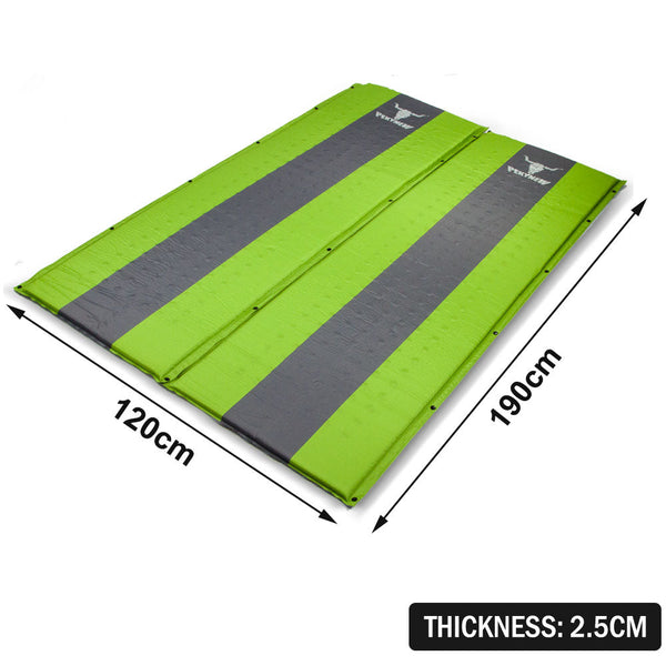 Double Self Inflating Mattress Sleeping Mat Air Bed Camping Camp Hiking Joinable Green Sleeping Mats