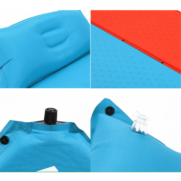 Double Air Bed Self Inflating Mattress Sleeping Camping Hiking Joinable Blue Inflatable Mattresses & Airbeds
