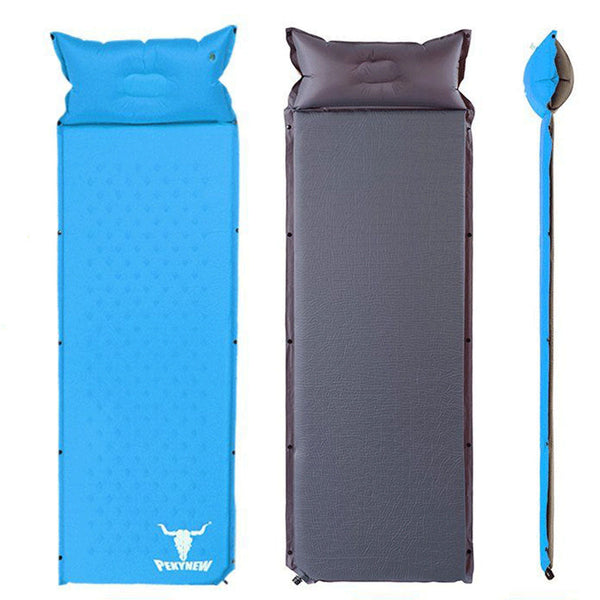 Double Air Bed Self Inflating Mattress Sleeping Camping Hiking Joinable Blue Inflatable Mattresses & Airbeds