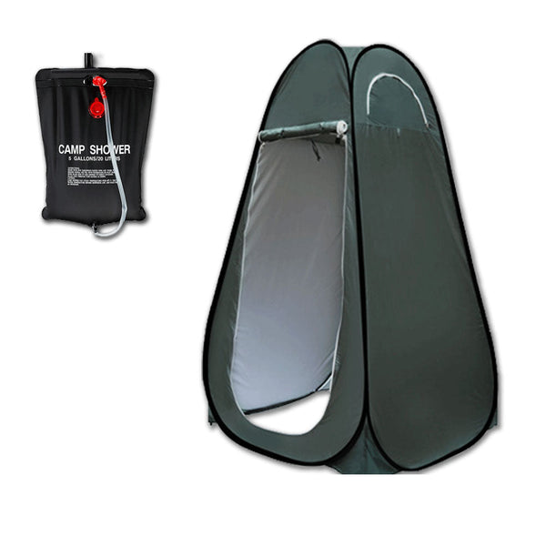 Pop Up Portable Privacy Shower Room Tent & 20L Outdoor Camping Water Bag Camp Set Green Portable Showers & Accessories
