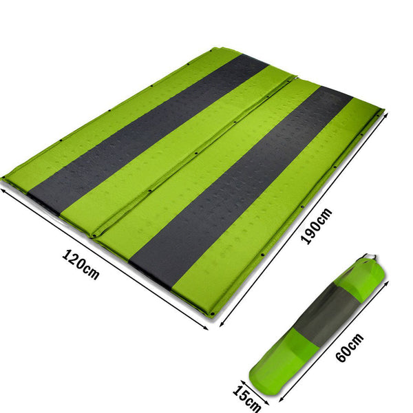 Double Self Inflating Mattress Sleeping Air Bed Camping Hiking Joinable Green Sleeping Mats