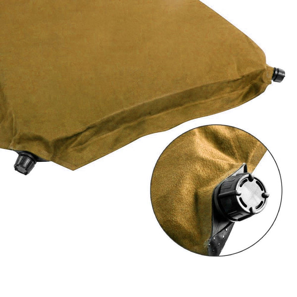 Self Inflating Mattress Sleeping Suede Mat Air Bed Camping Camp Hiking Joinable Beige Sleeping Mats