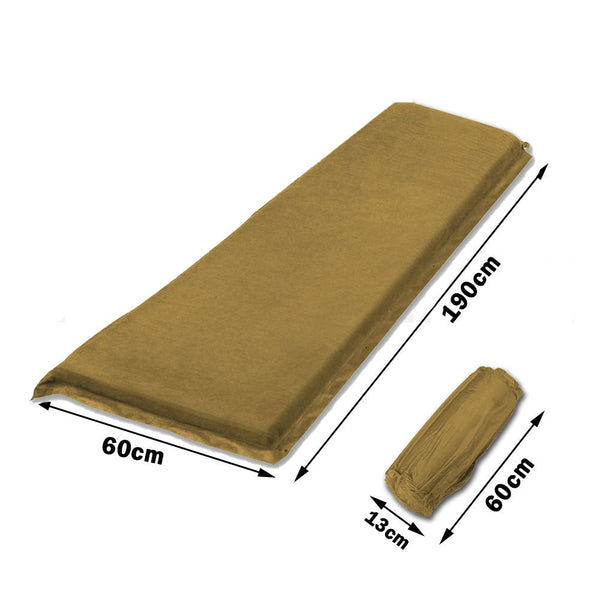 Self Inflating Mattress Sleeping Suede Mat Air Bed Camping Camp Hiking Joinable Beige Sleeping Mats