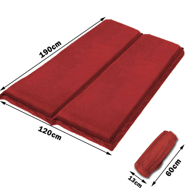 Double Self Inflating Mattress Sleeping Sedue Mat Air Bed Camping Camp Hiking Joinable Red Sleeping Mats