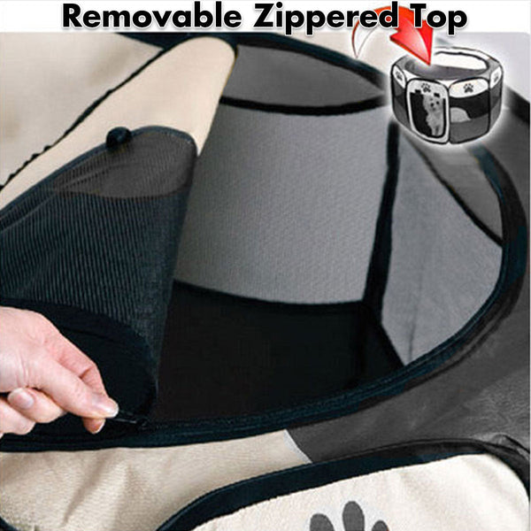 Bargene 8 Panel Pet Dog Cat Crate Play Pen Bags Kennel Portable Tent Playpen Puppy Cage Medium Grey Fences & Pens