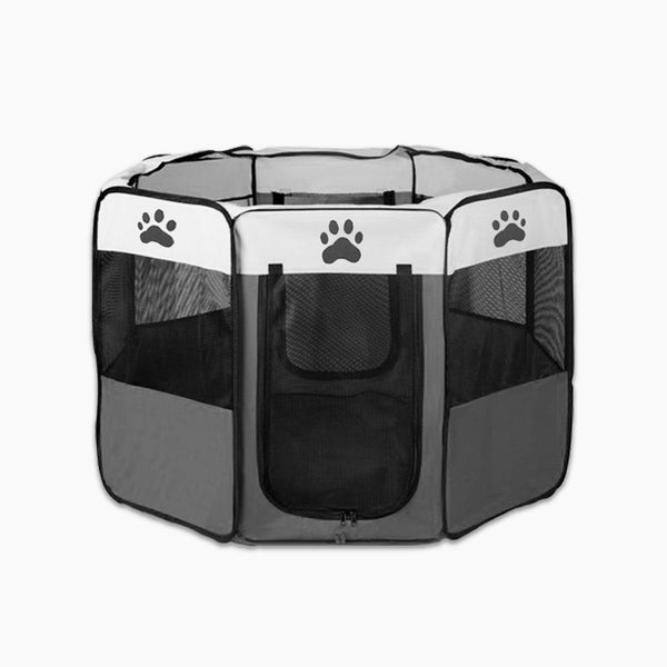 Bargene 8 Panel Pet Dog Cat Crate Play Pen Bags Kennel Portable Tent Playpen Puppy Cage Extra Large Grey Fences & Pens