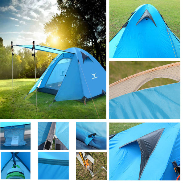 Bh 2 Person Outdoor Lightweight Cycling Hiking Backpacking Camping Waterproof Tent Blue Tents