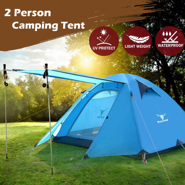 Bh 2 Person Outdoor Lightweight Cycling Hiking Backpacking Camping Waterproof Tent Blue Tents