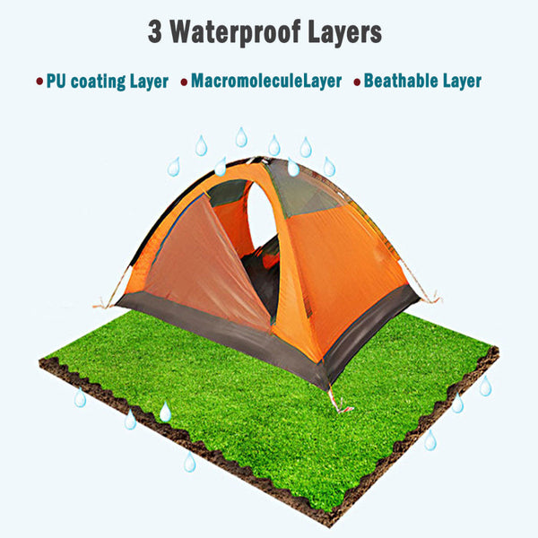 2 Person Outdoor Lightweight Cycling Hiking Backpacking Camping Waterproof Tent Orange Tents