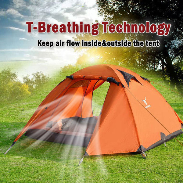 2 Person Outdoor Lightweight Cycling Hiking Backpacking Camping Waterproof Tent Orange Tents