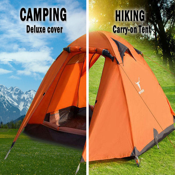 2 Person Outdoor Lightweight Cycling Hiking Backpacking Camping Waterproof Tent Orange Tents