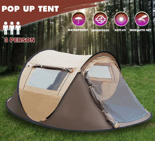 Waterproof Instant Up Beach Camping Tent 3 Person Pop Up Tents Family Hiking Dome Play Tents