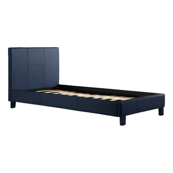 Palermo Single Pu Leather Bed Frame Blue Single Bed Frames