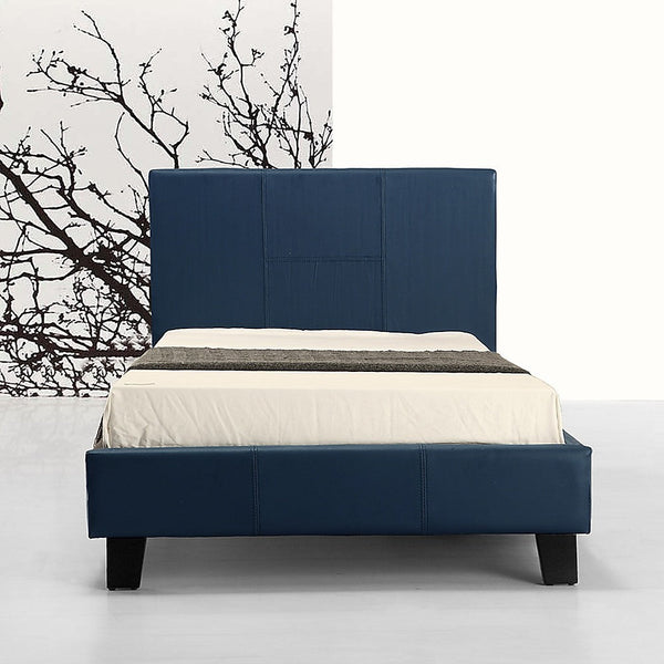 Palermo Single Pu Leather Bed Frame Blue Single Bed Frames