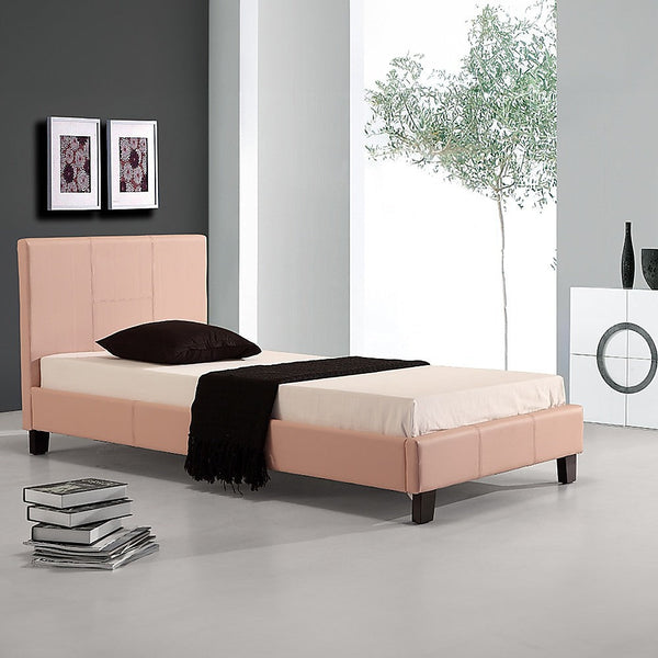 Palermo Single Pu Leather Bed Frame Pink Single Bed Frames