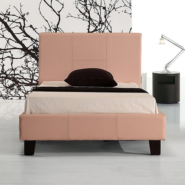 Palermo Single Pu Leather Bed Frame Pink Single Bed Frames