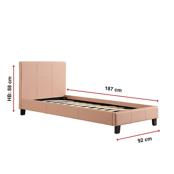Palermo Single Pu Leather Bed Frame Pink Single Bed Frames