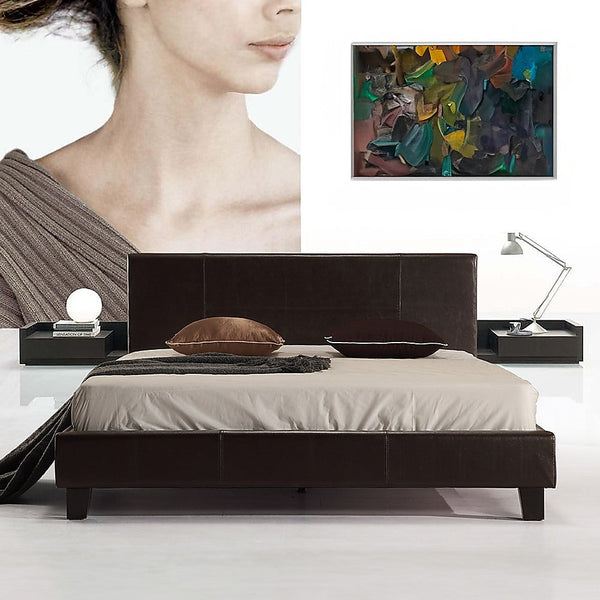 Palermo Queen Pu Leather Bed Frame Brown Queen Bed Frames