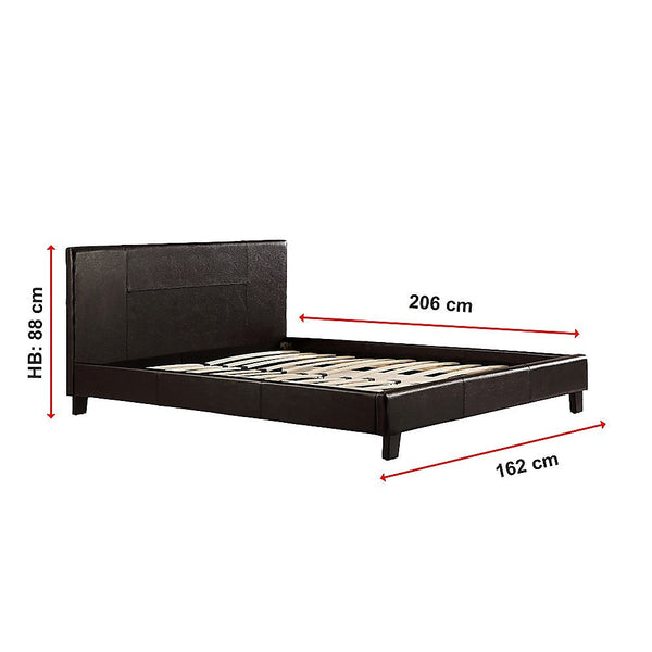 Palermo Queen Pu Leather Bed Frame Brown Queen Bed Frames