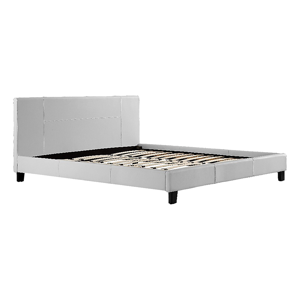 Palermo King Pu Leather Bed Frame White King Bed Frames