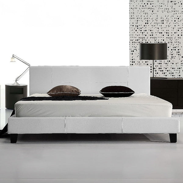 Palermo King Pu Leather Bed Frame White King Bed Frames