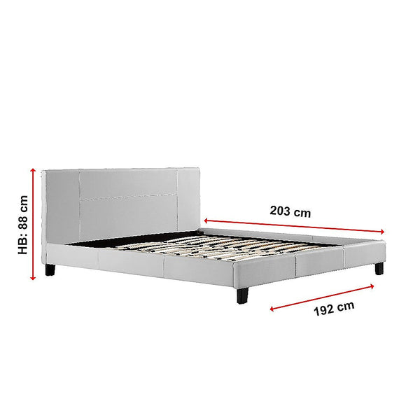 Palermo King Pu Leather Bed Frame White King Bed Frames