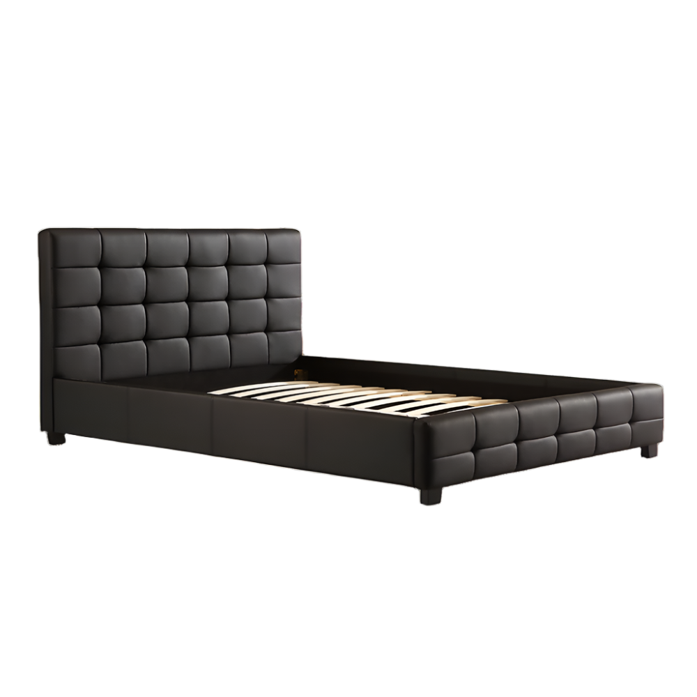 Palermo Queen Pu Leather Deluxe Bed Frame Black Queen Bed Frames