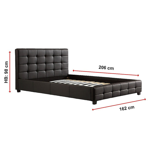 Palermo Queen Pu Leather Deluxe Bed Frame Black Queen Bed Frames