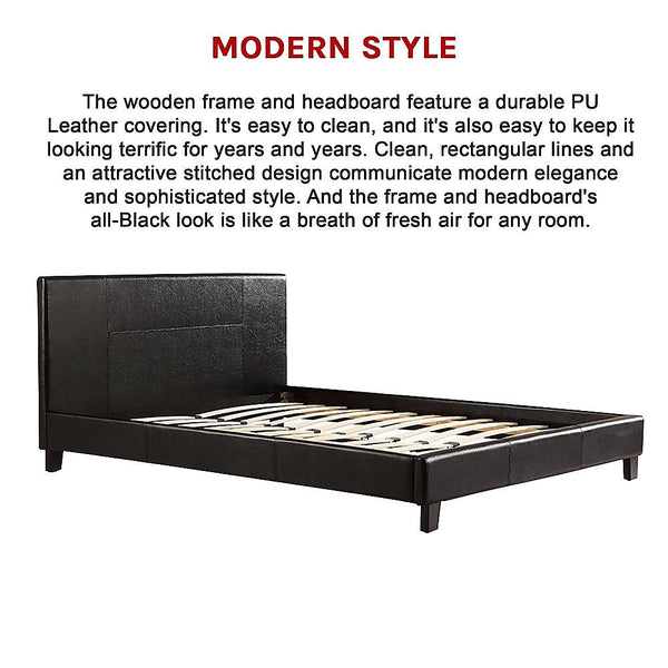 Palermo Queen Pu Leather Bed Frame Black Queen Bed Frames