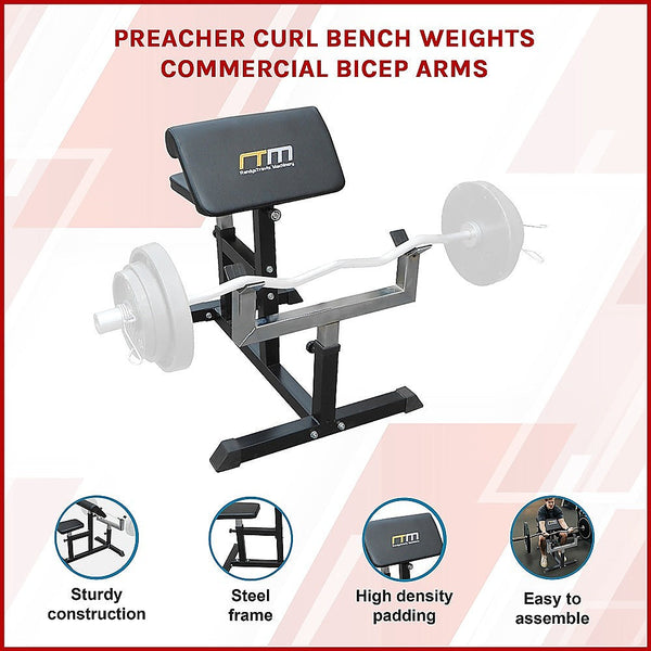 Preacher Curl Bench Weights Commercial Bicep Arms Work Benches