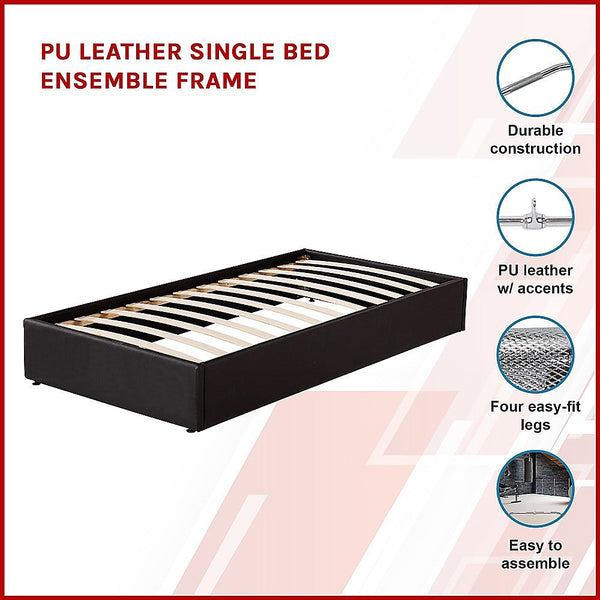 Palermo Pu Leather Single Bed Ensemble Frame Single Bed Frames