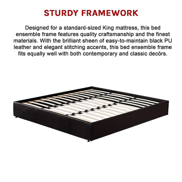 Palermo Pu Leather King Bed Ensemble Frame King Bed Frames