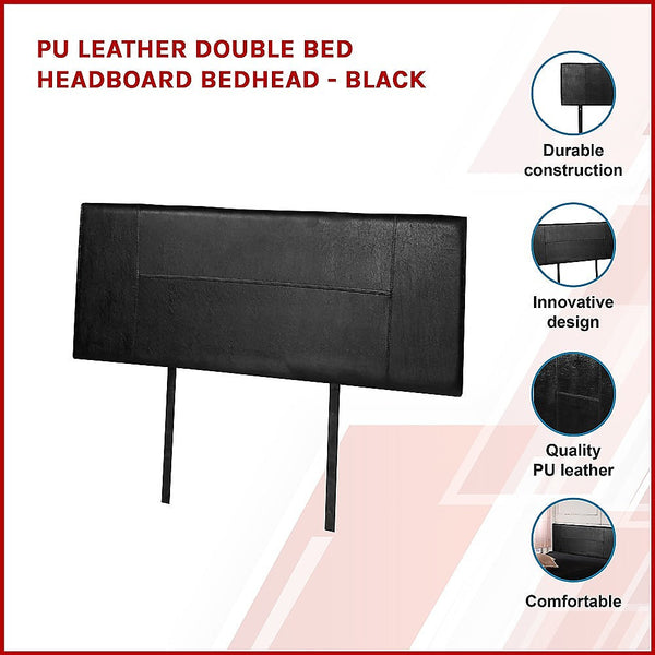 Palermo Pu Leather Double Bed Headboard Bedhead Black Headboards & Footboards