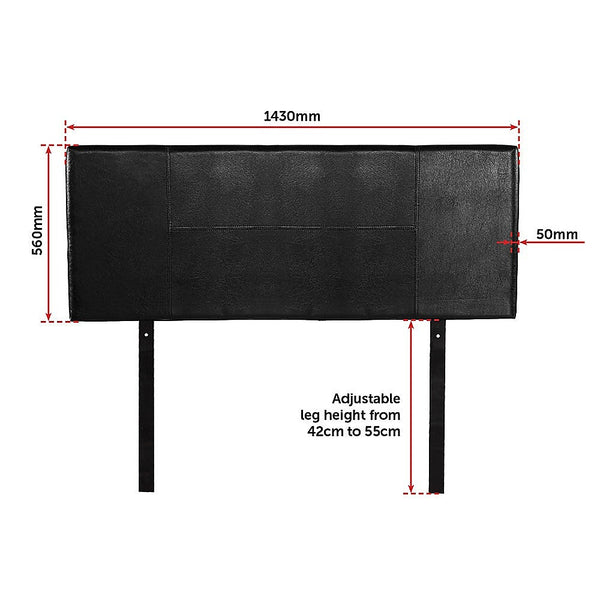 Palermo Pu Leather Double Bed Headboard Bedhead Black Headboards & Footboards