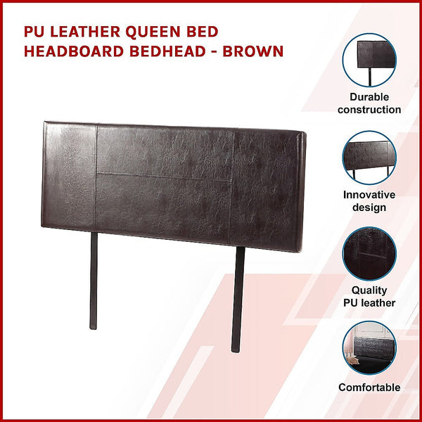 Palermo Pu Leather Queen Bed Headboard Bedhead Brown Headboards & Footboards